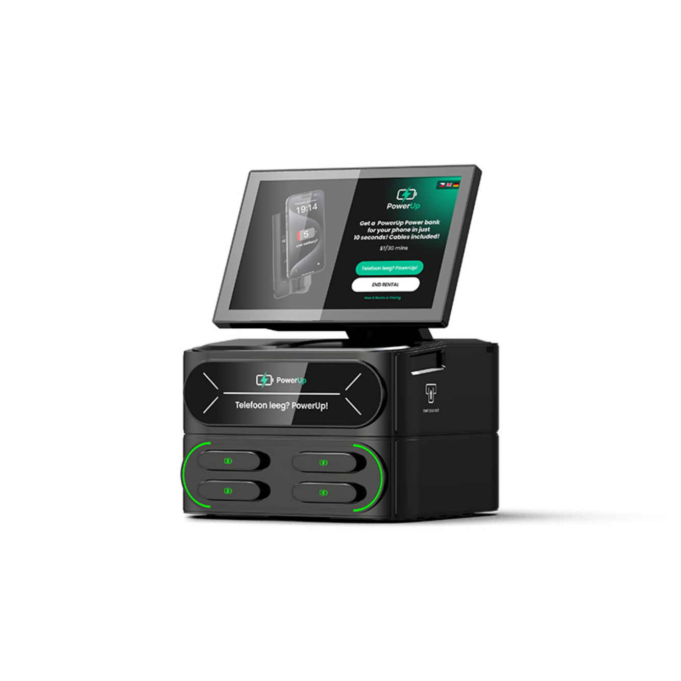 Compact PowerUp laadstation met vier powerbanks